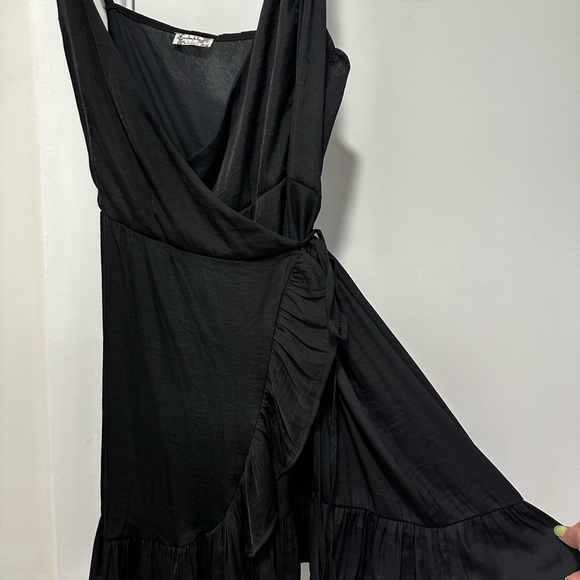 Free People Intimately Black satin wrap dress - Picture 3 of 4